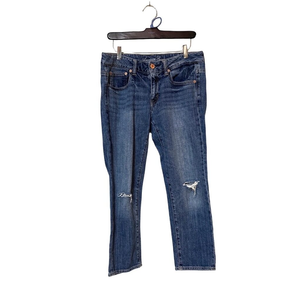 American Eagle Stretch Boy Fit Distressed Denim Jeans Size 6